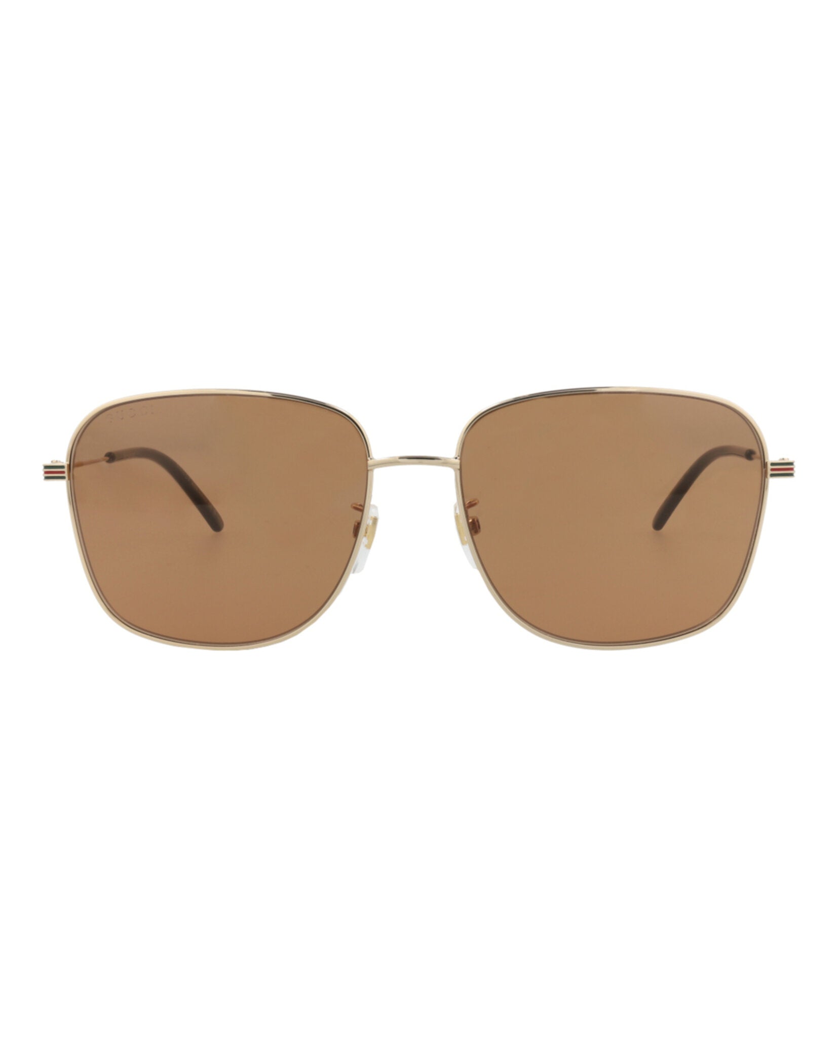 Gucci Gucci Mens Square/Rectangle Gold Gold Brown Fashion Designer Eyewear