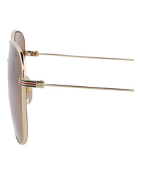Gucci Gucci Mens Square/Rectangle Gold Gold Brown Fashion Designer Eyewear