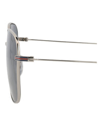 Gucci Gucci Mens Square/Rectangle Silver Silver Blue Fashion Designer Eyewear
