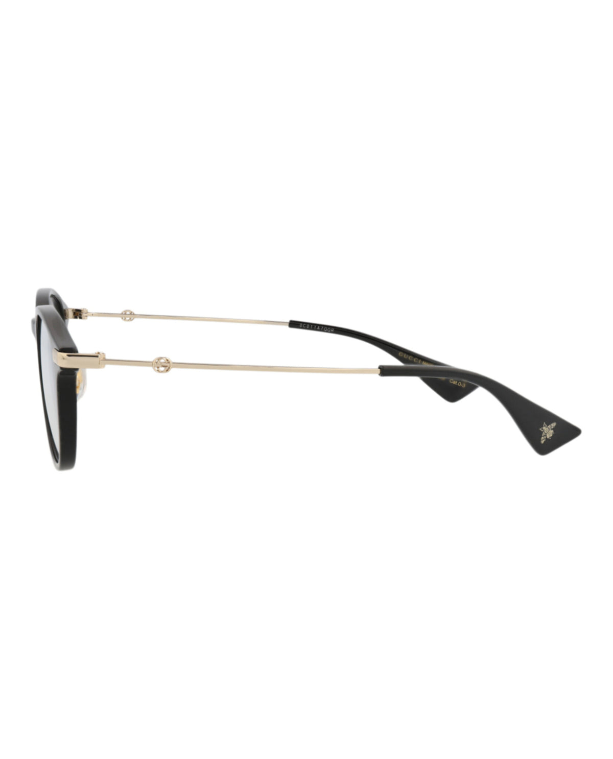 Gucci Gucci Mens Round/Oval Black Gold Transparent Fashion Designer Eyewear