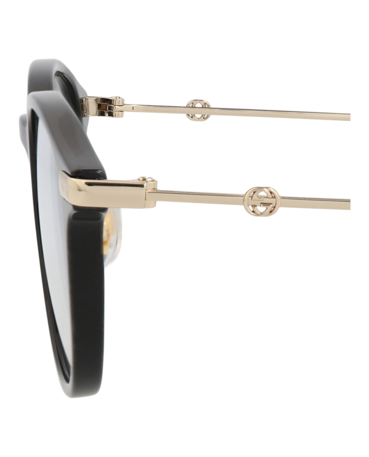 Gucci Gucci Mens Round/Oval Black Gold Transparent Fashion Designer Eyewear