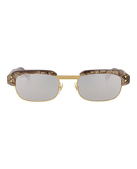 Gucci Gucci Mens Square/Rectangle Brown Brown Silver Fashion Designer Eyewear