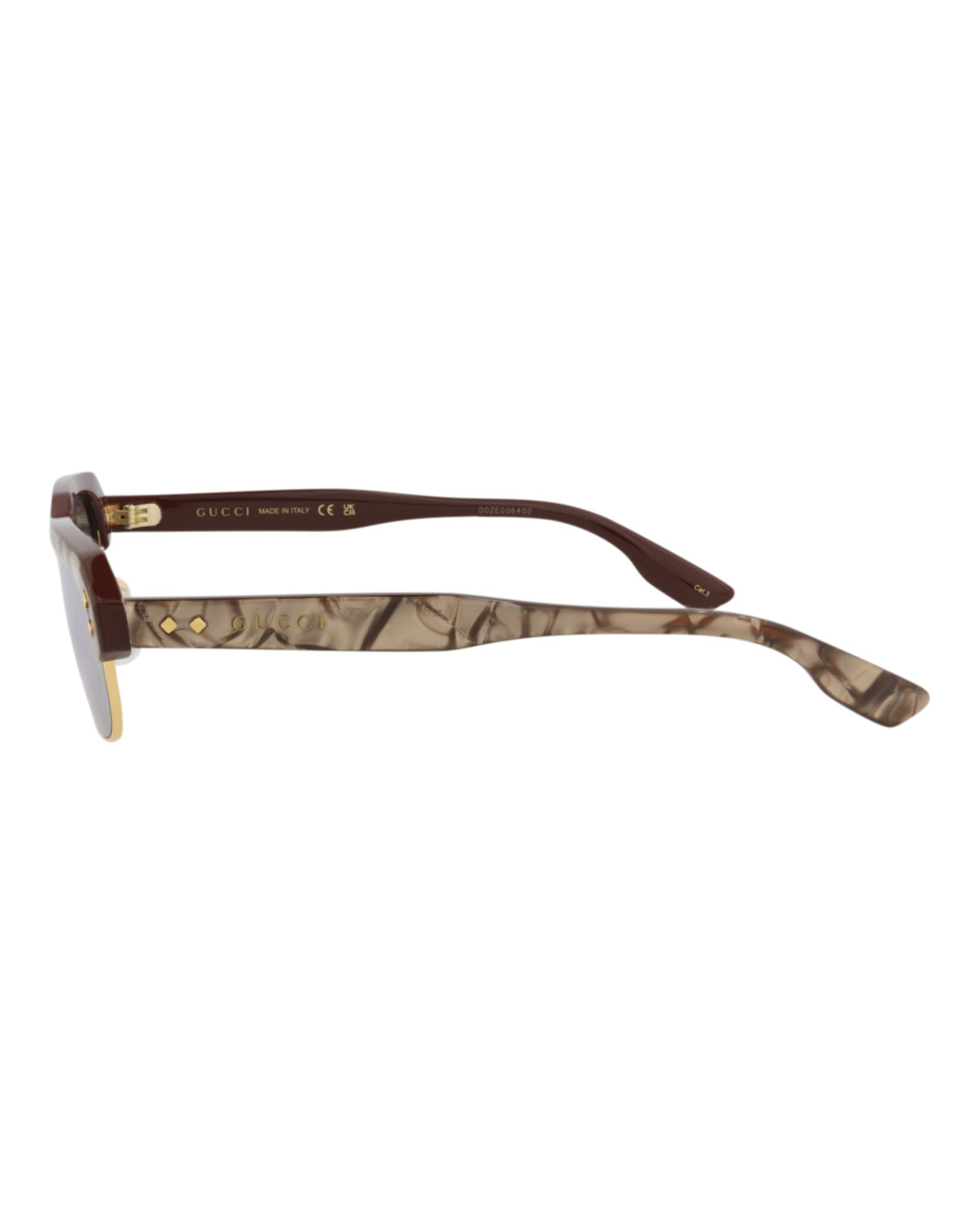 Gucci Gucci Mens Square/Rectangle Brown Brown Silver Fashion Designer Eyewear
