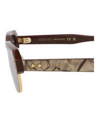 Gucci Gucci Mens Square/Rectangle Brown Brown Silver Fashion Designer Eyewear