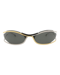 Gucci Gucci Mens Shield/Wrap Gold Gold Grey Fashion Designer Eyewear