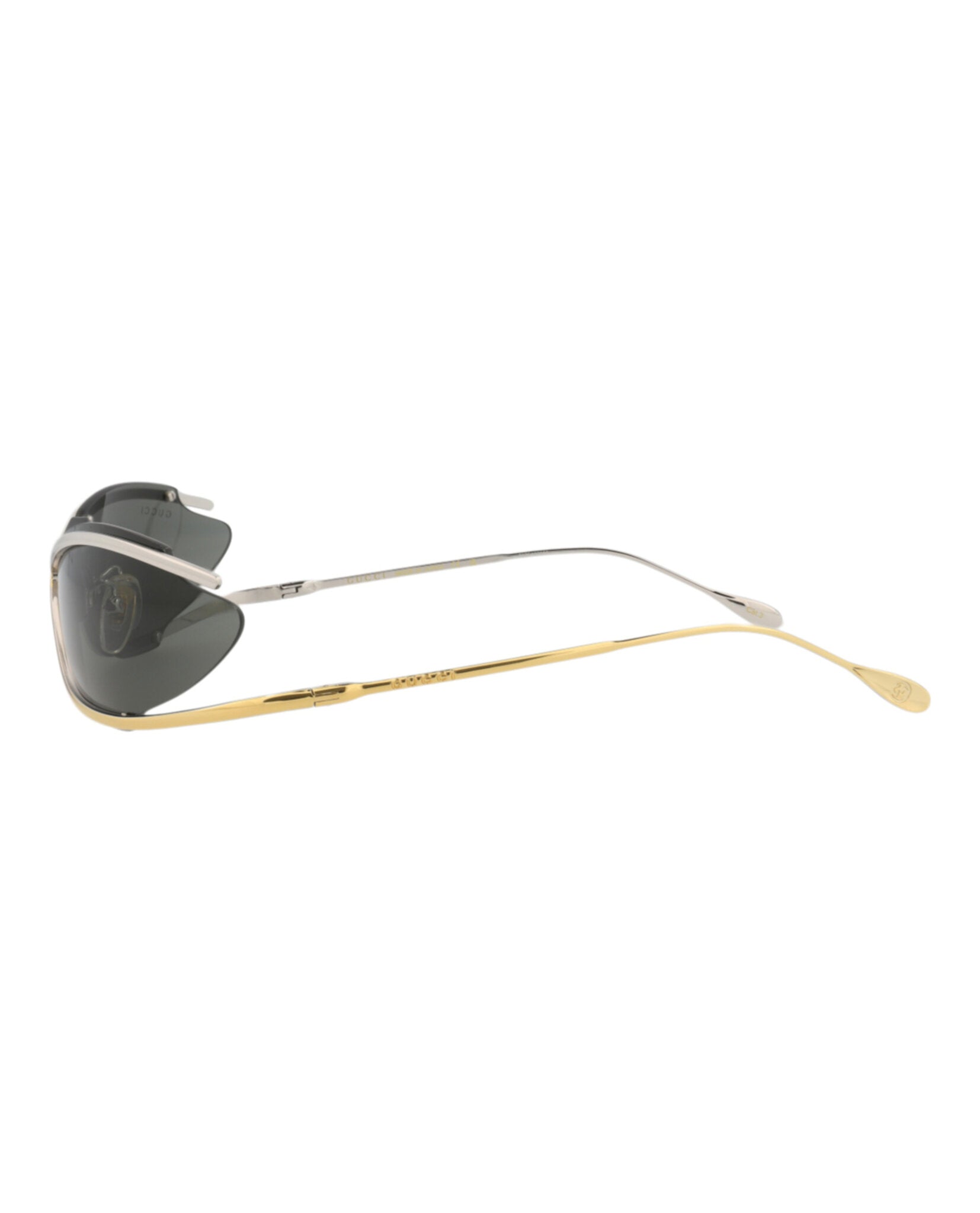 Gucci Gucci Mens Shield/Wrap Gold Gold Grey Fashion Designer Eyewear