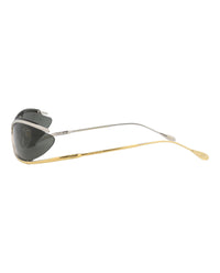 Gucci Gucci Mens Shield/Wrap Gold Gold Grey Fashion Designer Eyewear