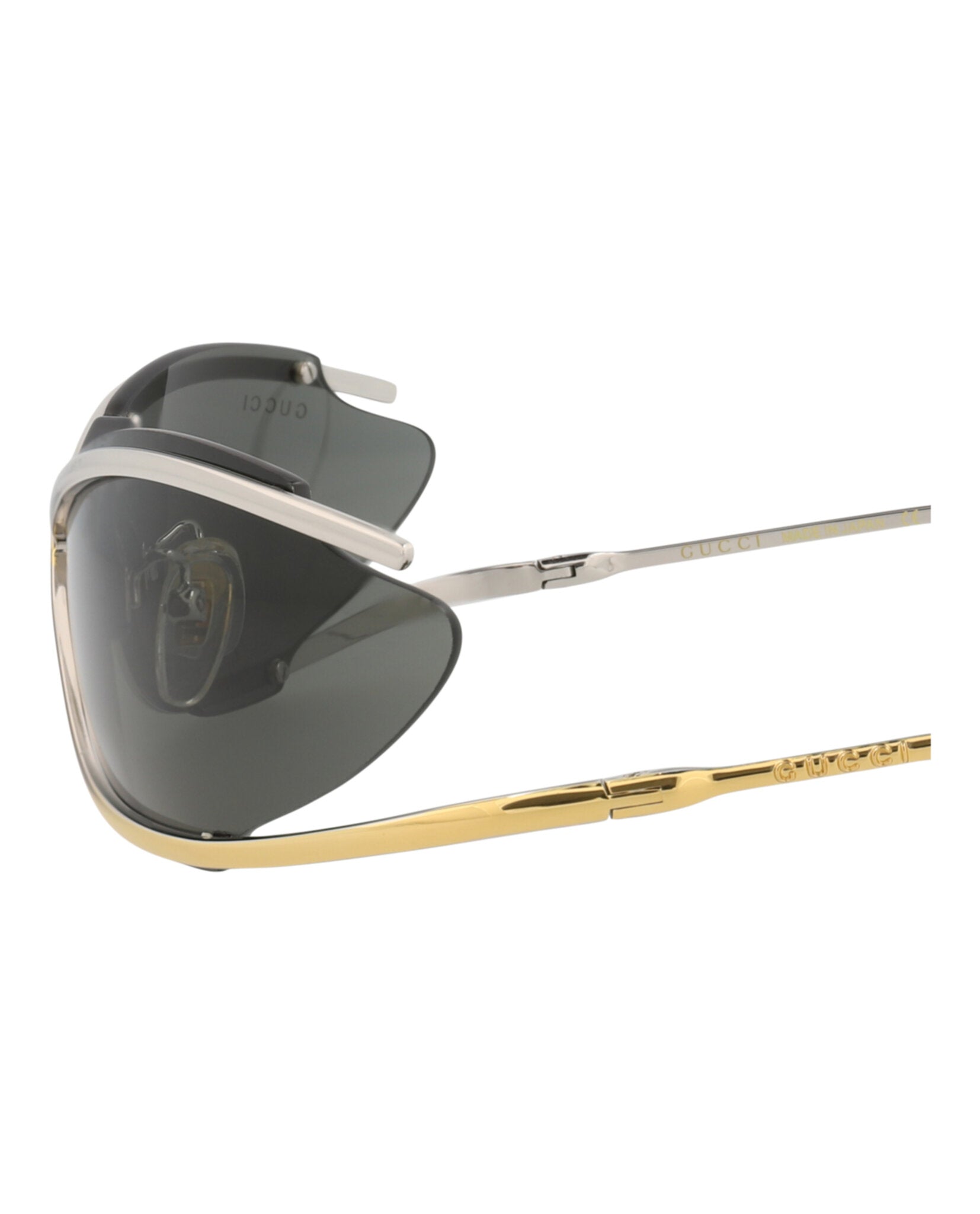 Gucci Gucci Mens Shield/Wrap Gold Gold Grey Fashion Designer Eyewear