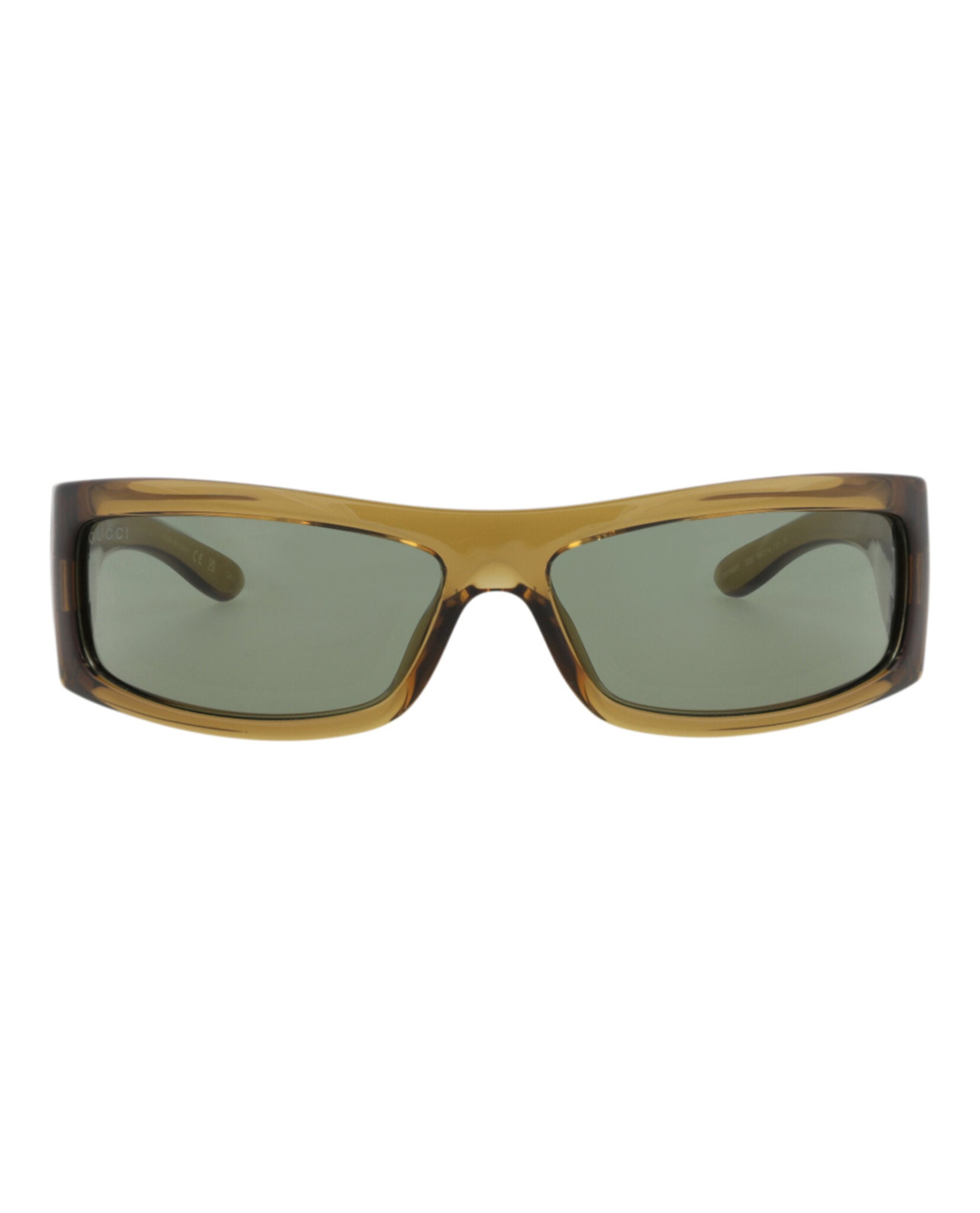 Gucci Mens Shield/Wrap Brown Brown Green Fashion Designer Eyewear