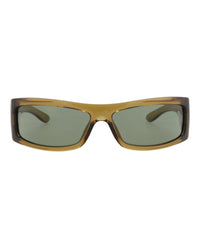 Gucci Mens Shield/Wrap Brown Brown Green Fashion Designer Eyewear