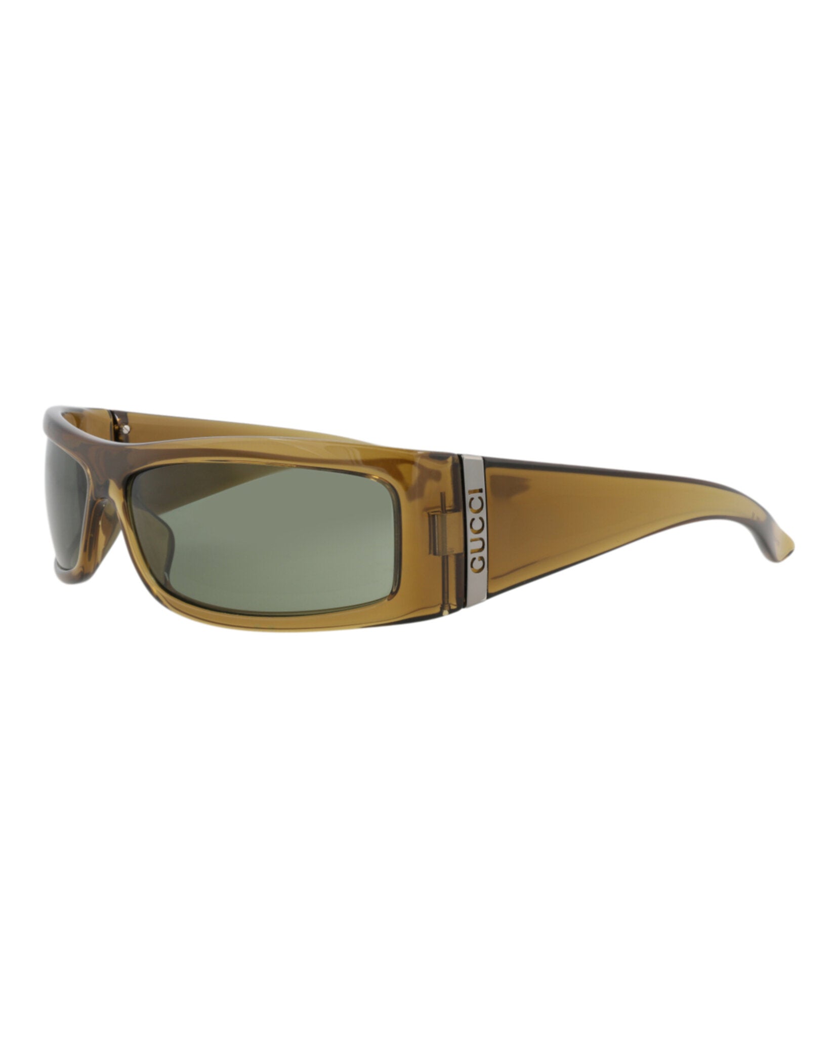 Gucci Mens Shield/Wrap Brown Brown Green Fashion Designer Eyewear