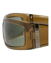 Gucci Mens Shield/Wrap Brown Brown Green Fashion Designer Eyewear