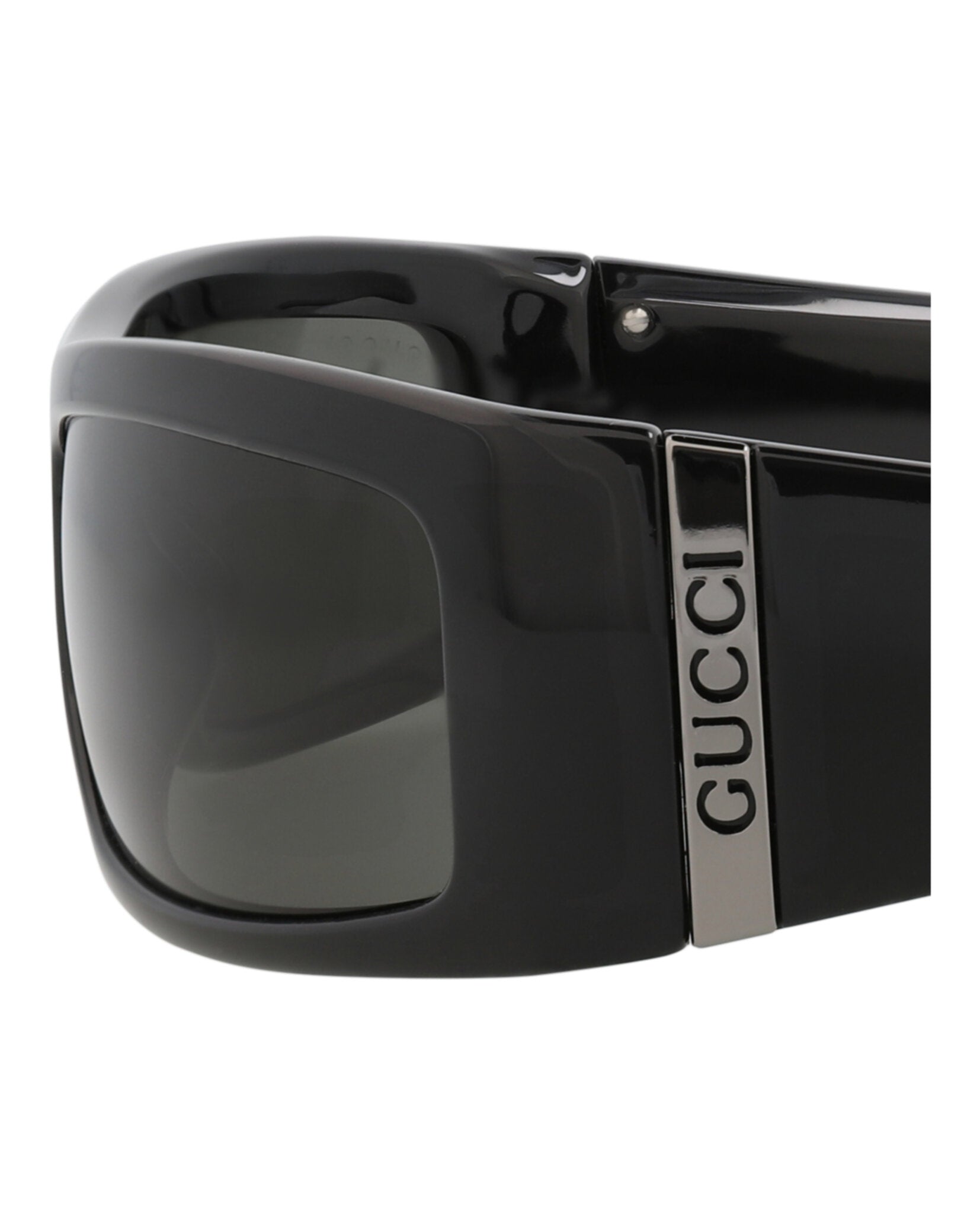 Gucci Mens Shield/Wrap Black Black Grey Fashion Designer Eyewear