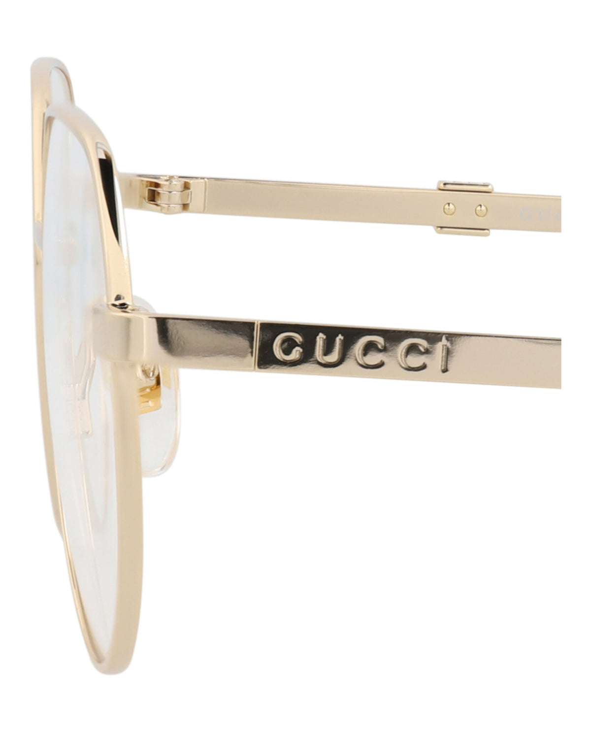 Gucci Mens Round/Oval Gold Gold Transparent Fashion Designer Eyewear