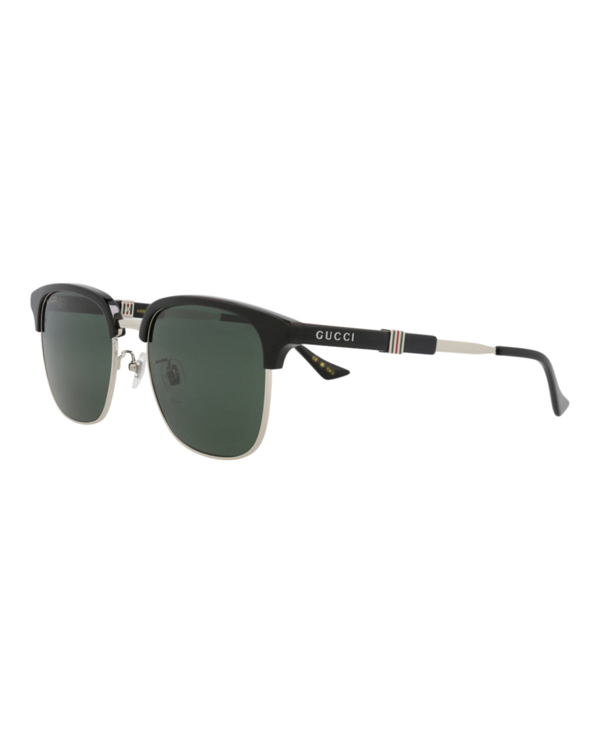 Gucci Mens Square/Rectangle Silver Black Green Fashion Designer Eyewear