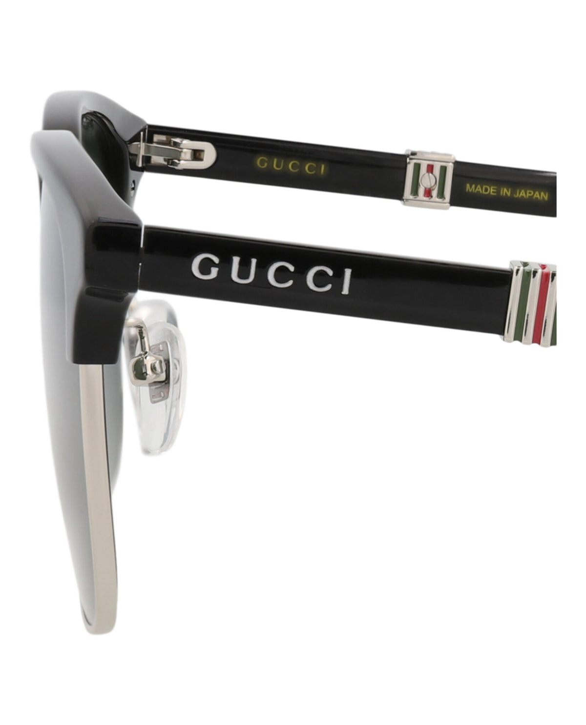Gucci Mens Square/Rectangle Silver Black Green Fashion Designer Eyewear