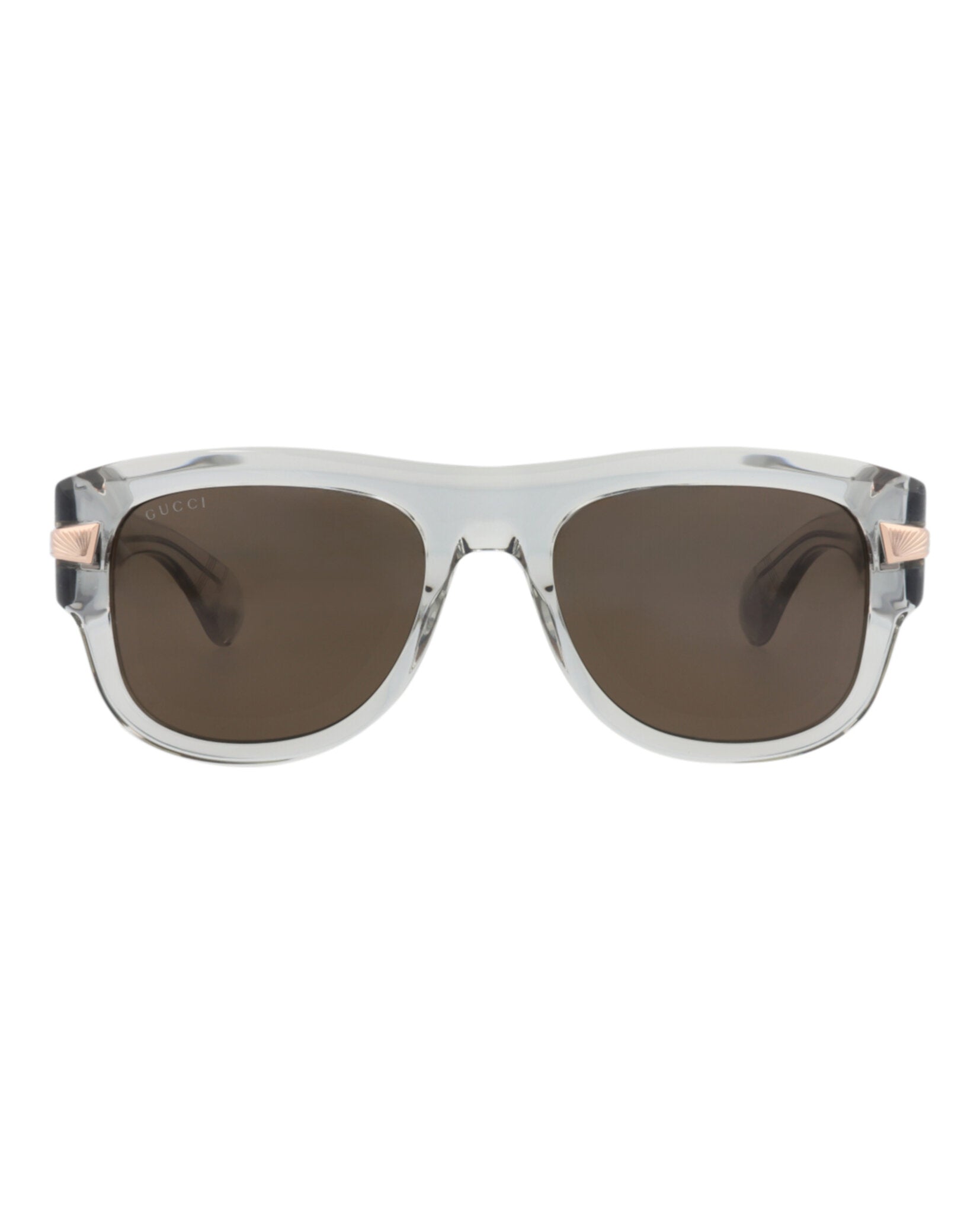 Gucci Mens Square/Rectangle Grey Grey Brown Fashion Designer Eyewear