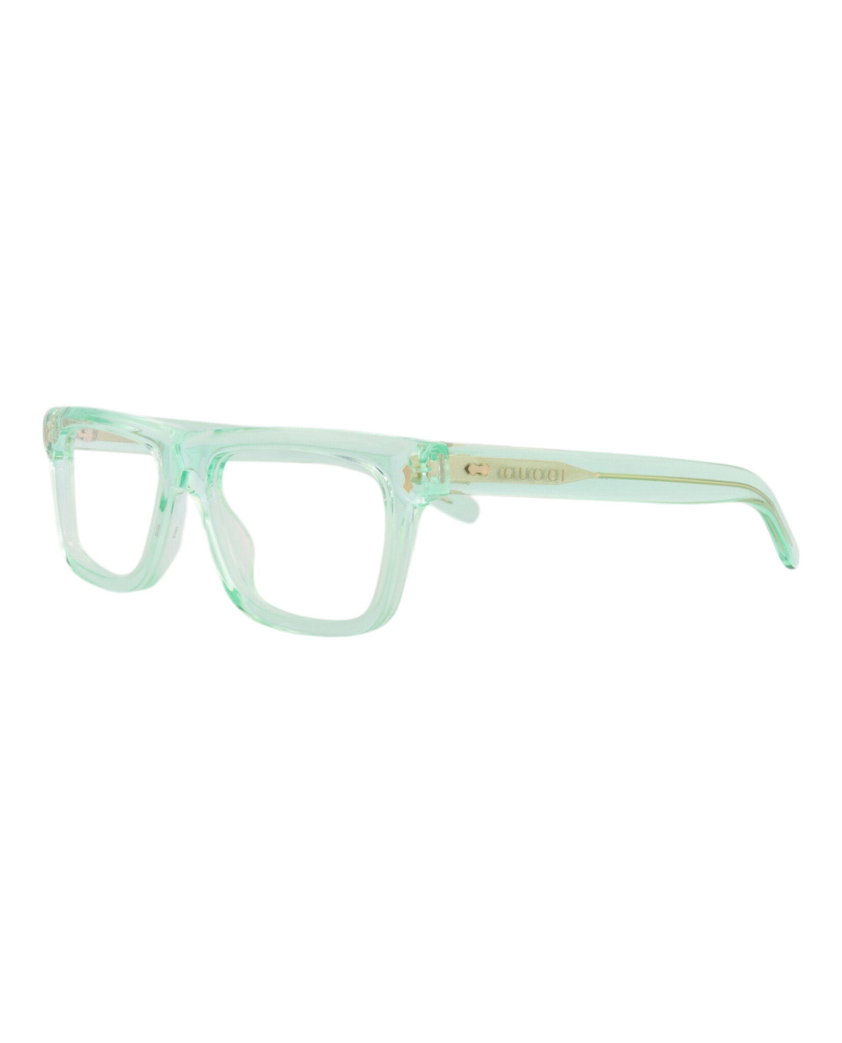 Gucci Gucci Mens Square/Rectangle Green Green Transparent Fashion Designer Eyewear