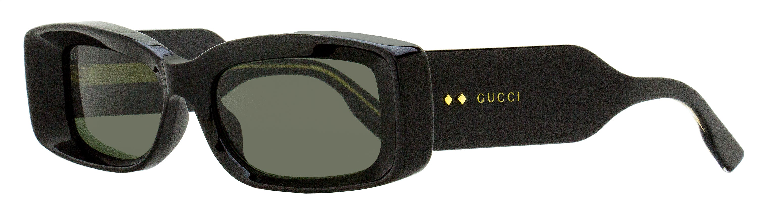 Gucci Faceted Rectangular Sunglasses GG1528S 001 Black 53mm Black