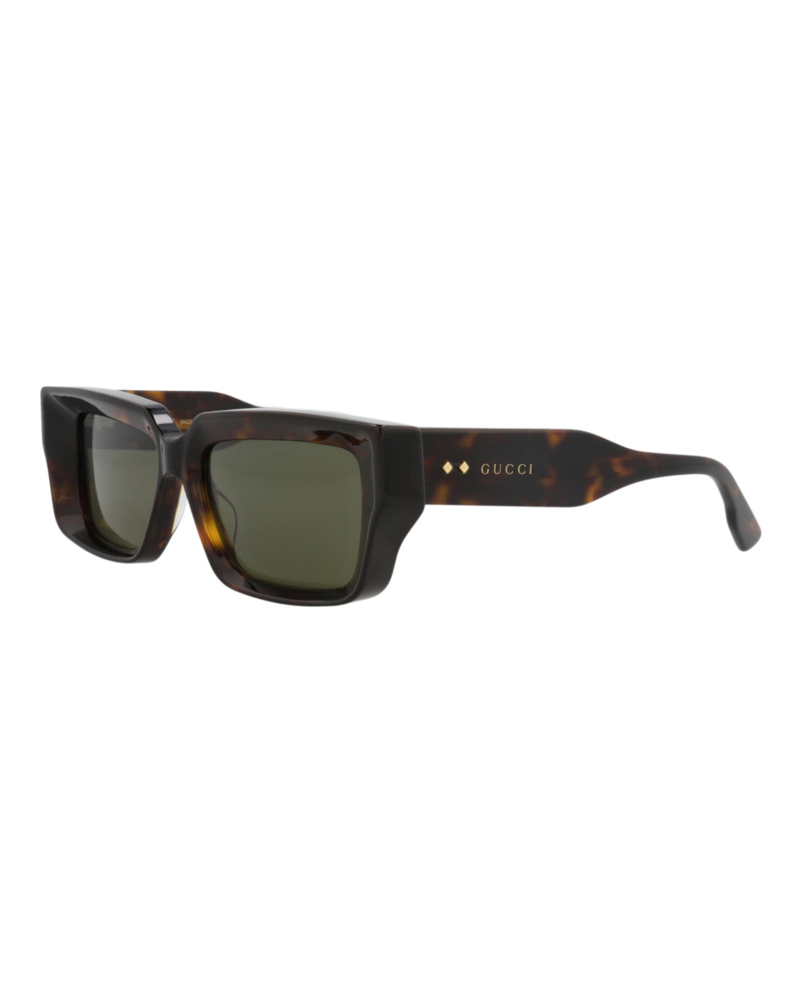 Gucci Gucci Unisex Square/Rectangle Havana Havana Green Fashion Designer Eyewear