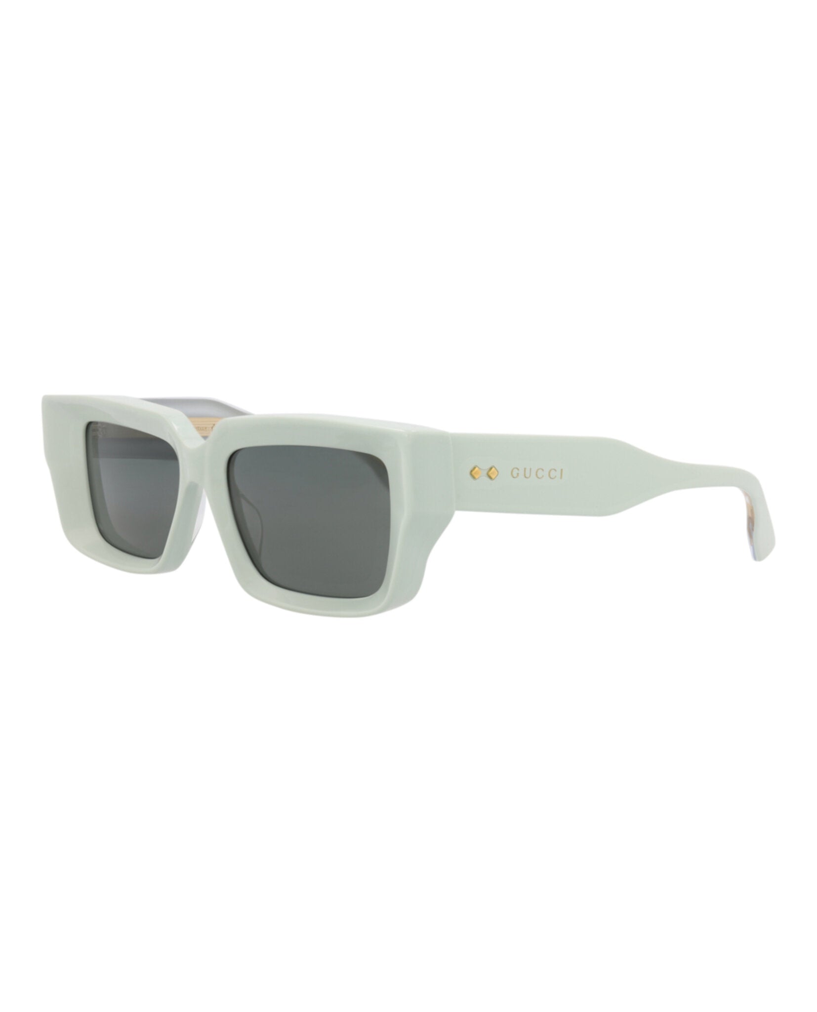 Gucci Gucci Unisex Square/Rectangle Green Green Grey Fashion Designer Eyewear