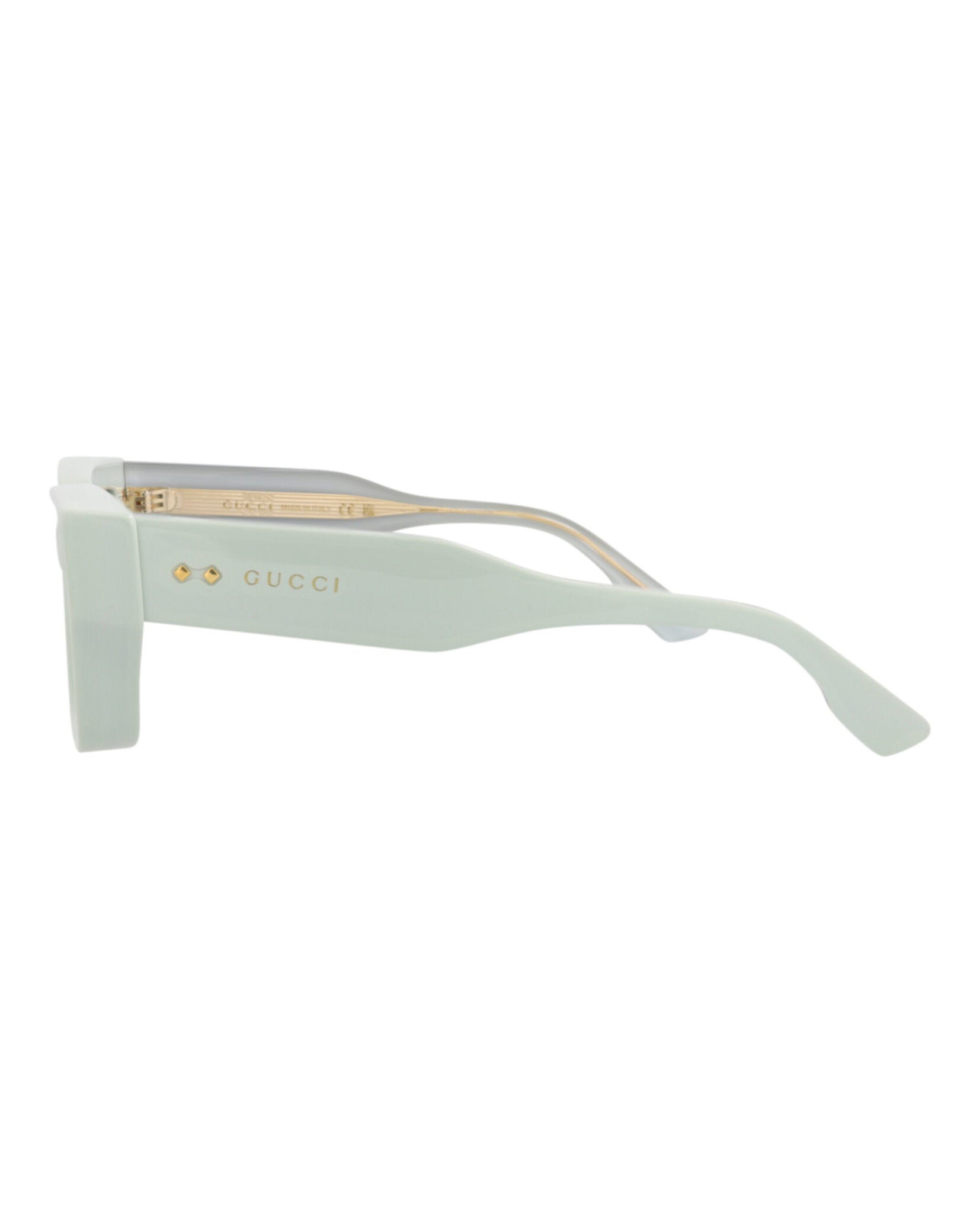 Gucci Gucci Unisex Square/Rectangle Green Green Grey Fashion Designer Eyewear