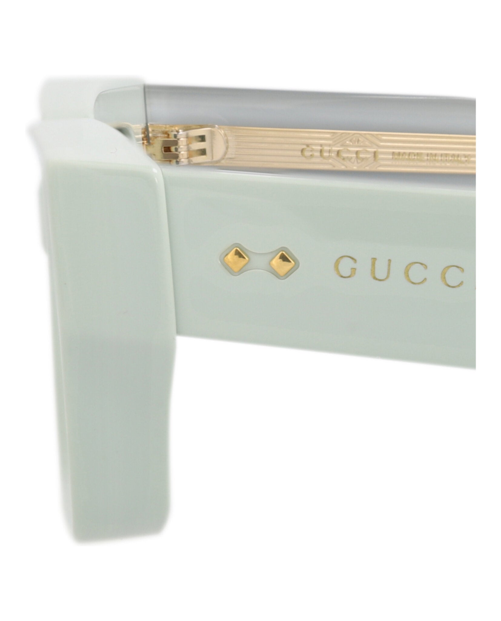 Gucci Gucci Unisex Square/Rectangle Green Green Grey Fashion Designer Eyewear