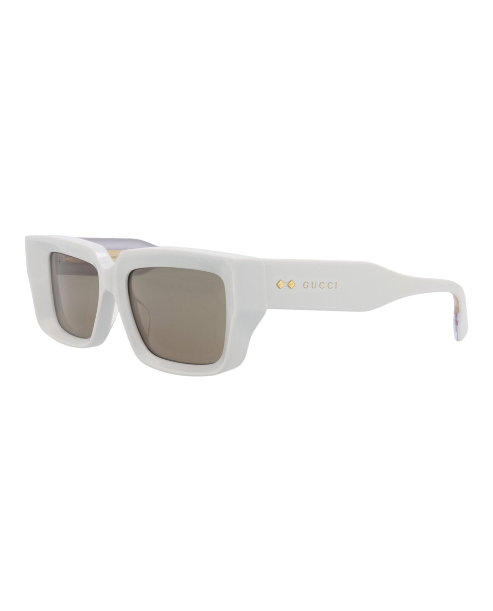 Gucci Gucci Unisex Square/Rectangle Grey Grey Brown Fashion Designer Eyewear