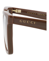 Gucci Mens Square/Rectangle Brown Brown Transparent Fashion Designer Eyewear