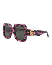 Gucci Womens Square/Rectangle Black Black Grey Fashion Designer Eyewear