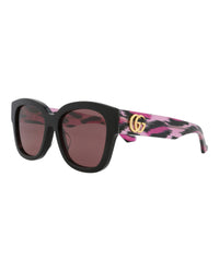 Gucci Womens Square/Rectangle Black Black Red Fashion Designer Eyewear