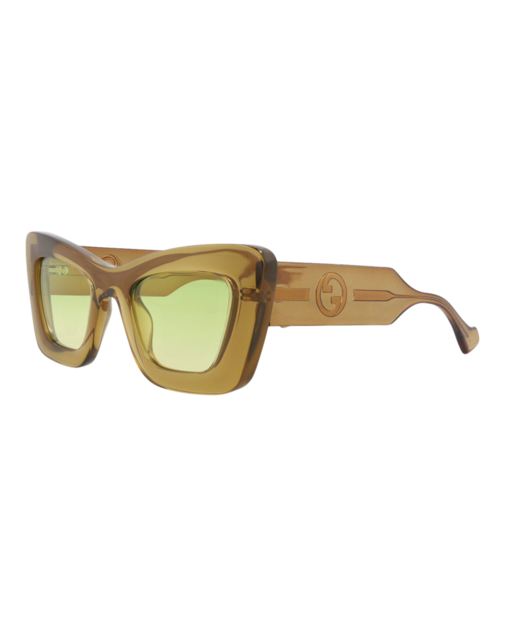 Gucci Womens Cat Eye Brown Brown Green Fashion Designer Eyewear
