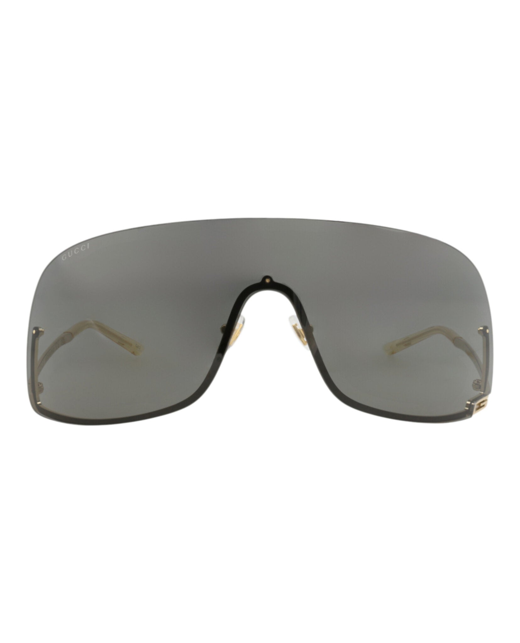 Gucci Gucci Unisex Shield/Wrap Gold Gold Grey Fashion Designer Eyewear