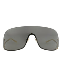 Gucci Gucci Unisex Shield/Wrap Gold Gold Grey Fashion Designer Eyewear