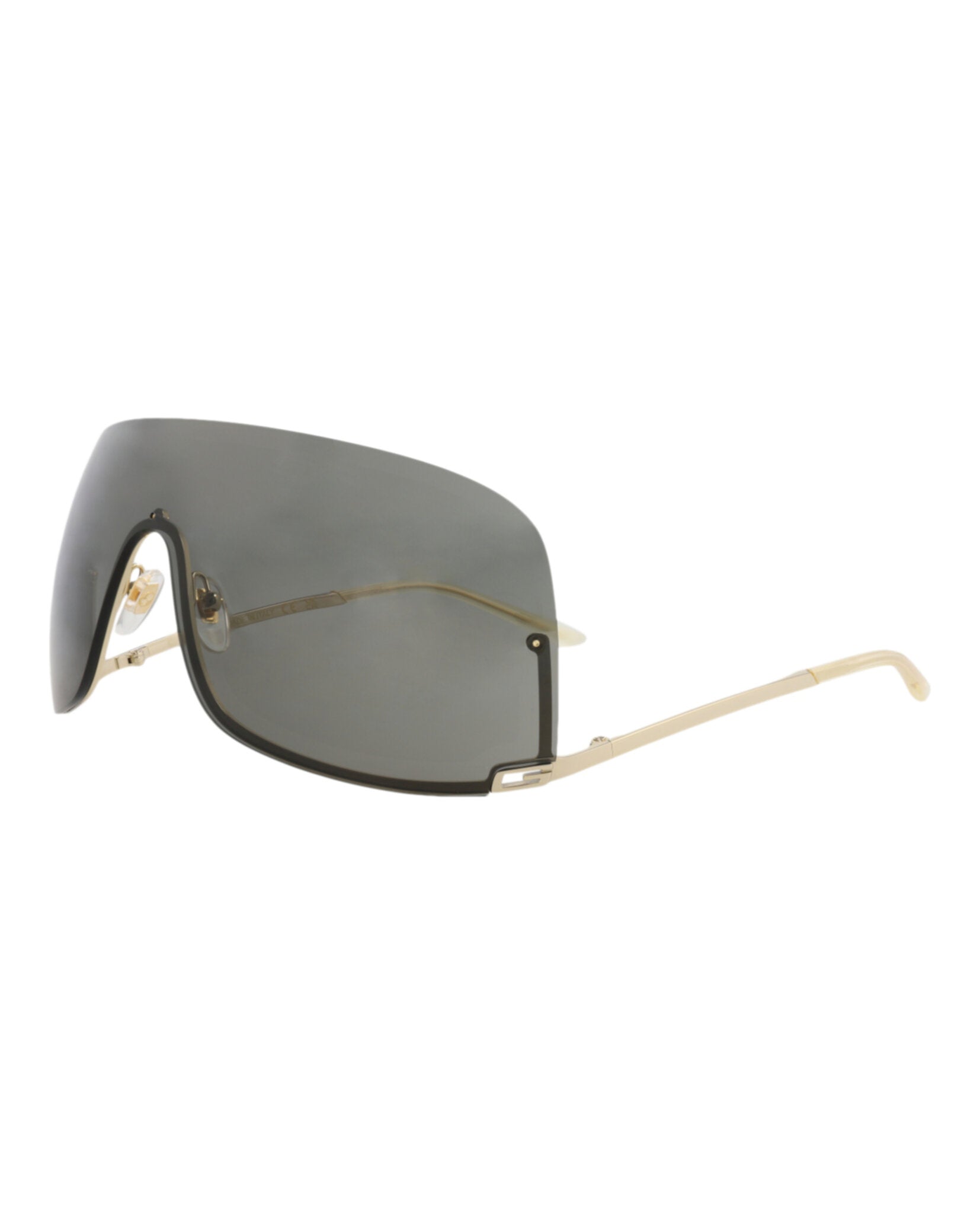 Gucci Gucci Unisex Shield/Wrap Gold Gold Grey Fashion Designer Eyewear