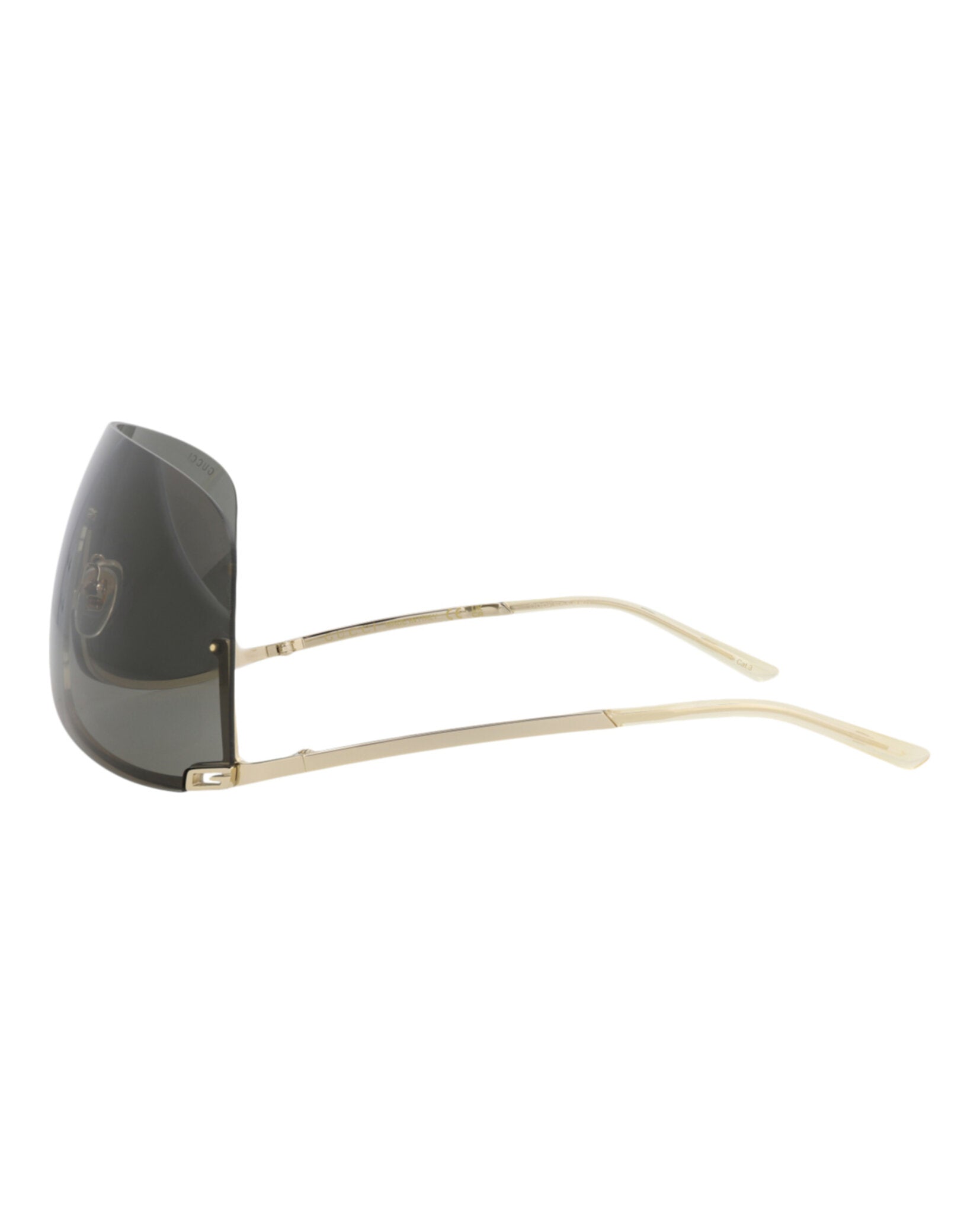 Gucci Gucci Unisex Shield/Wrap Gold Gold Grey Fashion Designer Eyewear