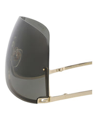 Gucci Gucci Unisex Shield/Wrap Gold Gold Grey Fashion Designer Eyewear