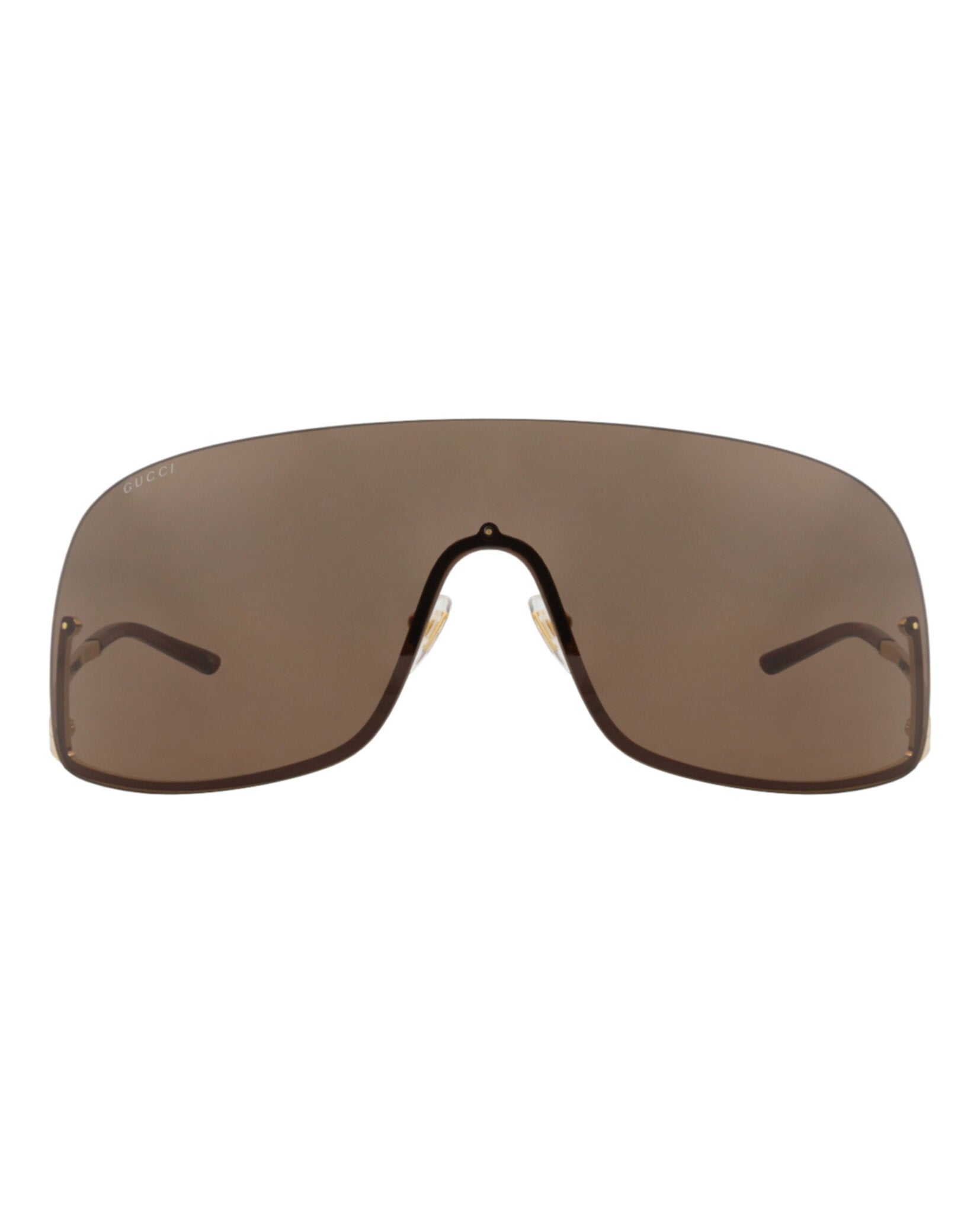 Gucci Unisex Shield/Wrap Gold Gold Brown Fashion Designer Eyewear