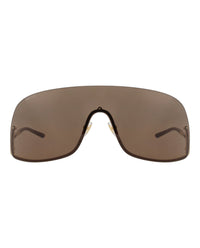 Gucci Unisex Shield/Wrap Gold Gold Brown Fashion Designer Eyewear