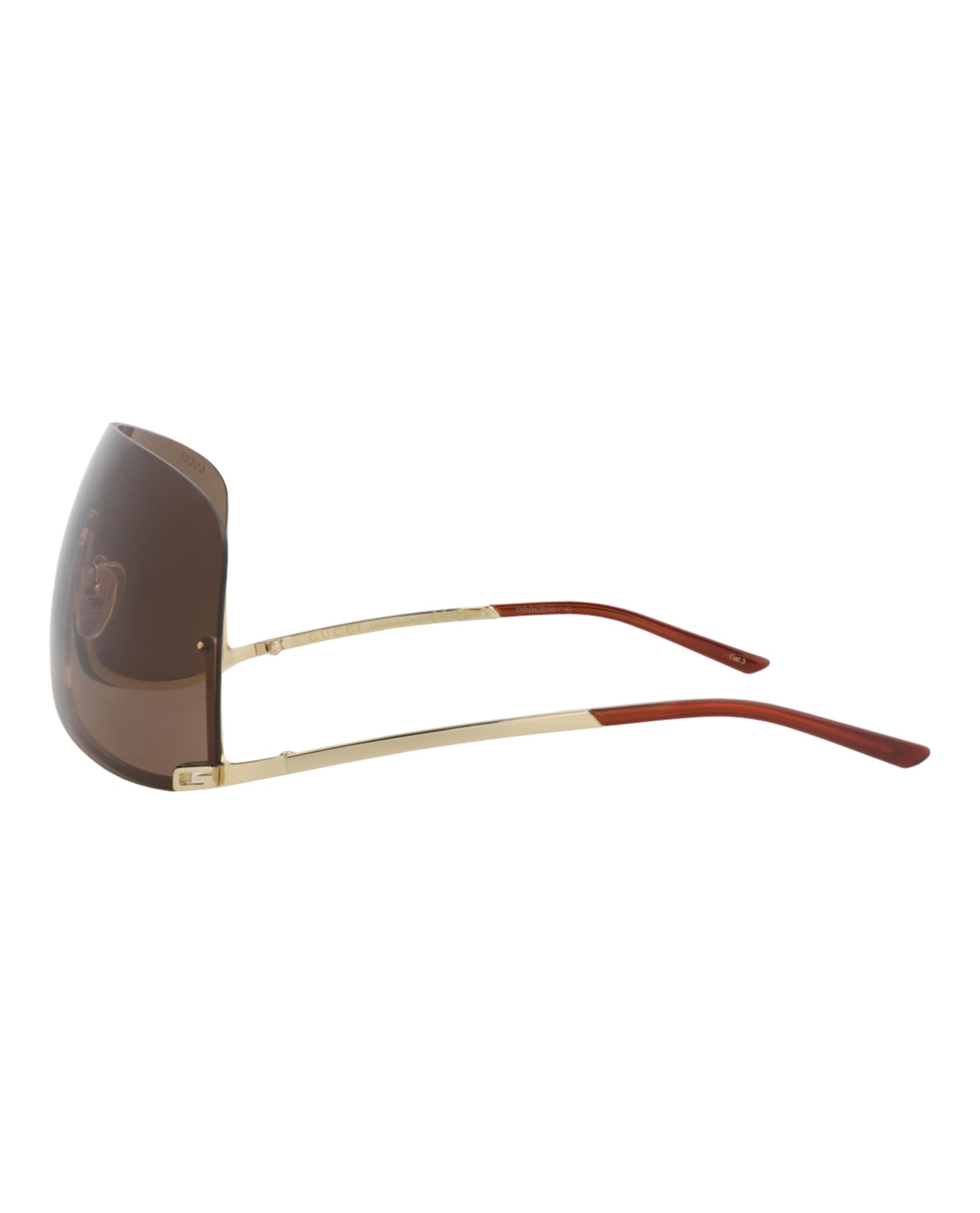 Gucci Unisex Shield/Wrap Gold Gold Brown Fashion Designer Eyewear