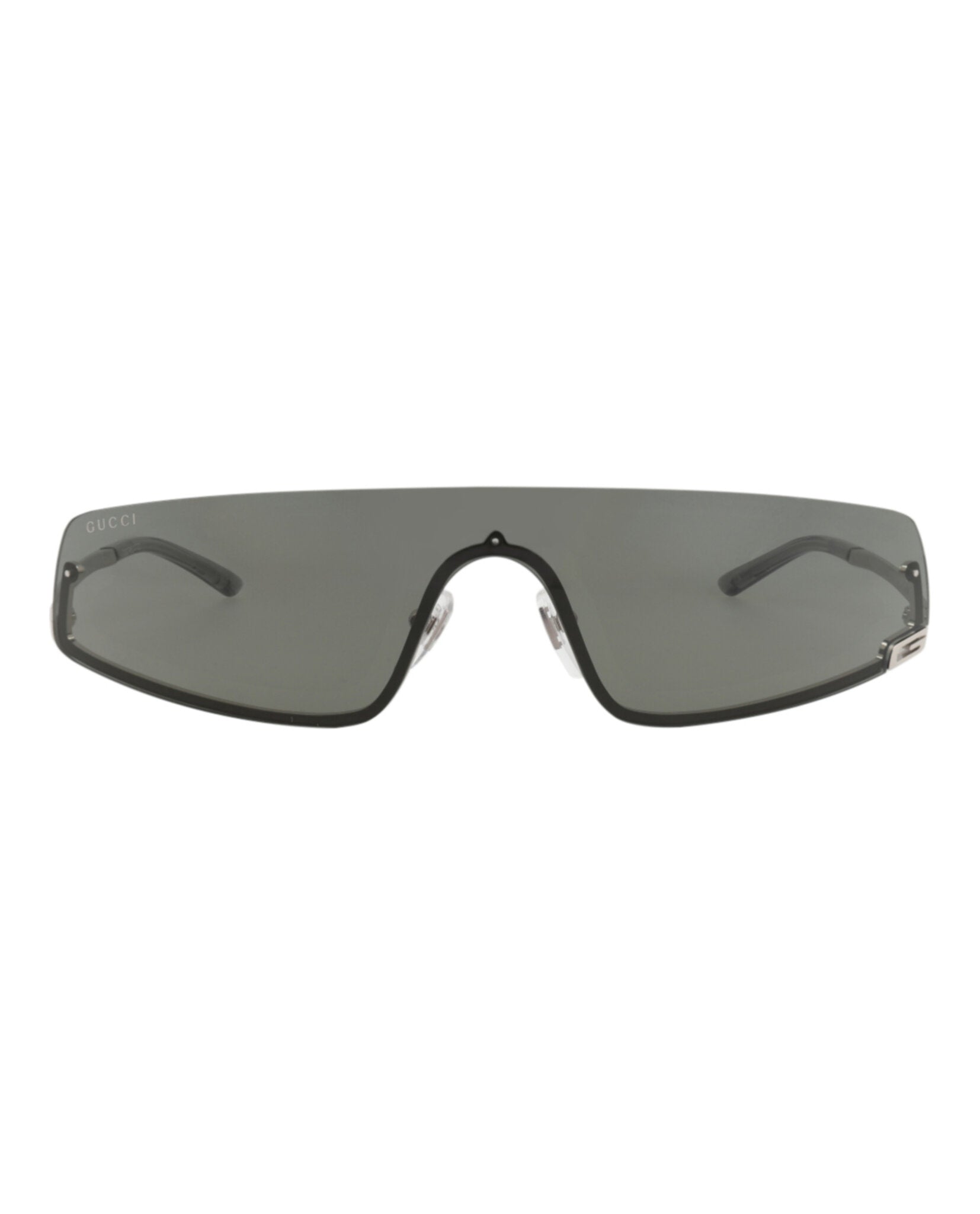 Gucci Unisex Shield/Wrap Silver Silver Grey Fashion Designer Eyewear