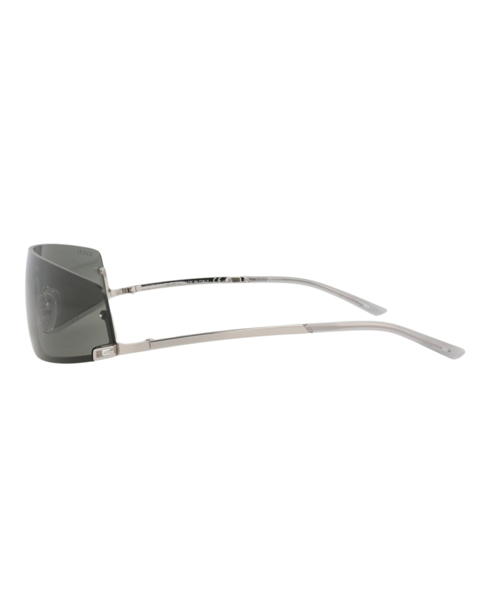 Gucci Unisex Shield/Wrap Silver Silver Grey Fashion Designer Eyewear