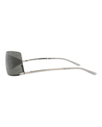 Gucci Unisex Shield/Wrap Silver Silver Grey Fashion Designer Eyewear