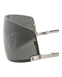 Gucci Unisex Shield/Wrap Silver Silver Grey Fashion Designer Eyewear
