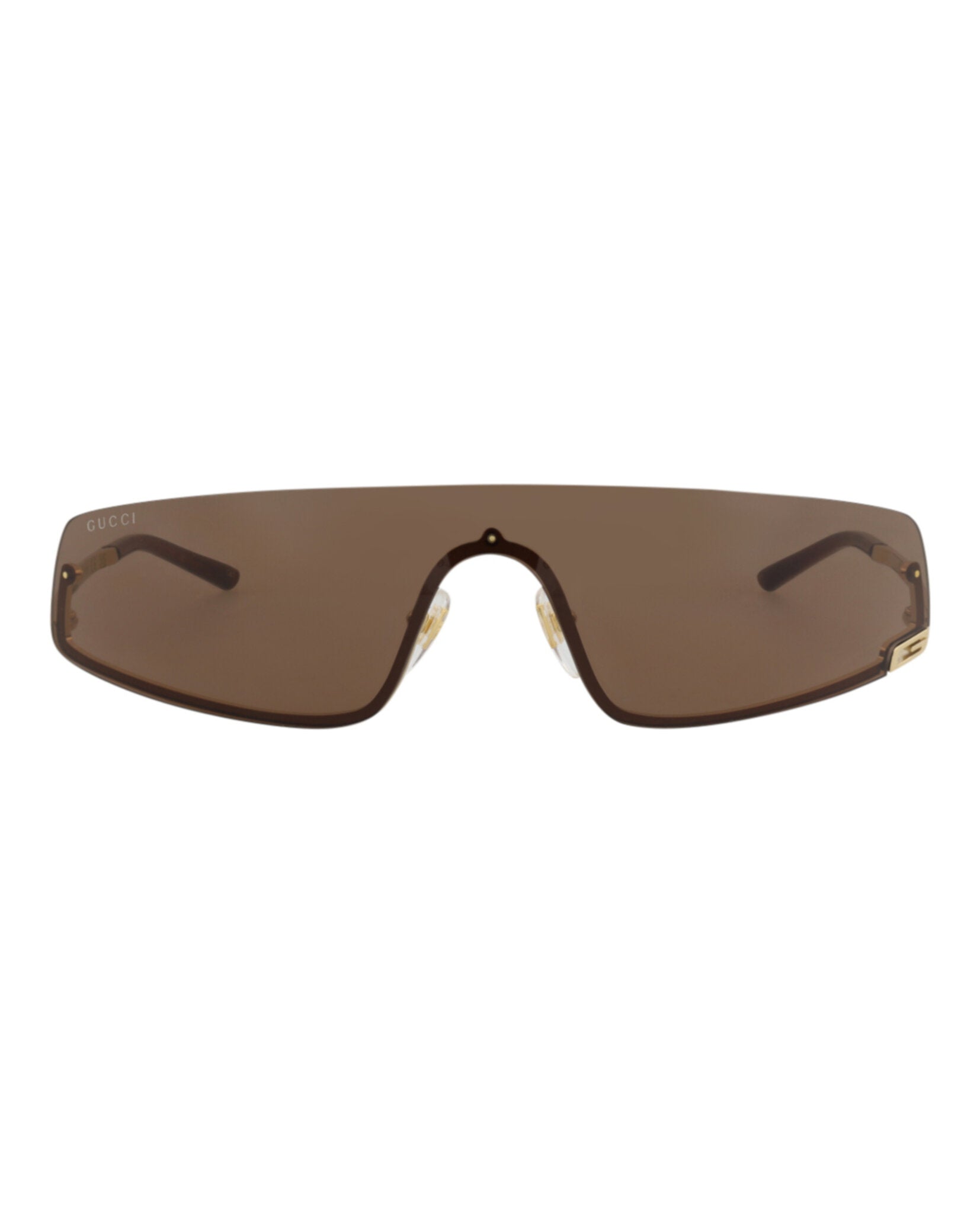 Gucci Gucci Unisex Shield/Wrap Gold Gold Brown Fashion Designer Eyewear