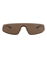 Gucci Gucci Unisex Shield/Wrap Gold Gold Brown Fashion Designer Eyewear