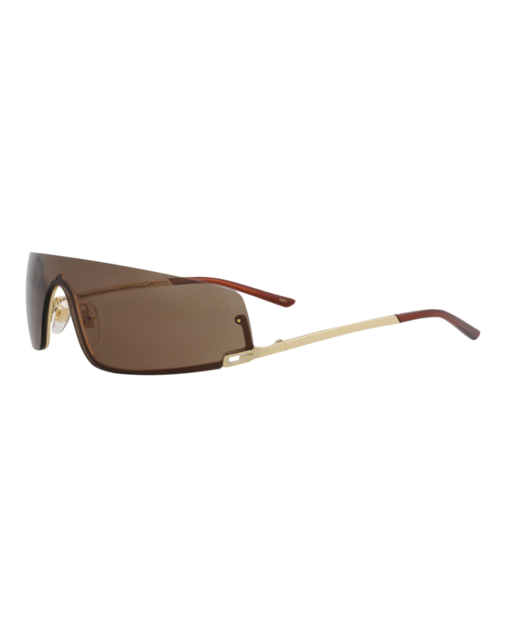 Gucci Gucci Unisex Shield/Wrap Gold Gold Brown Fashion Designer Eyewear