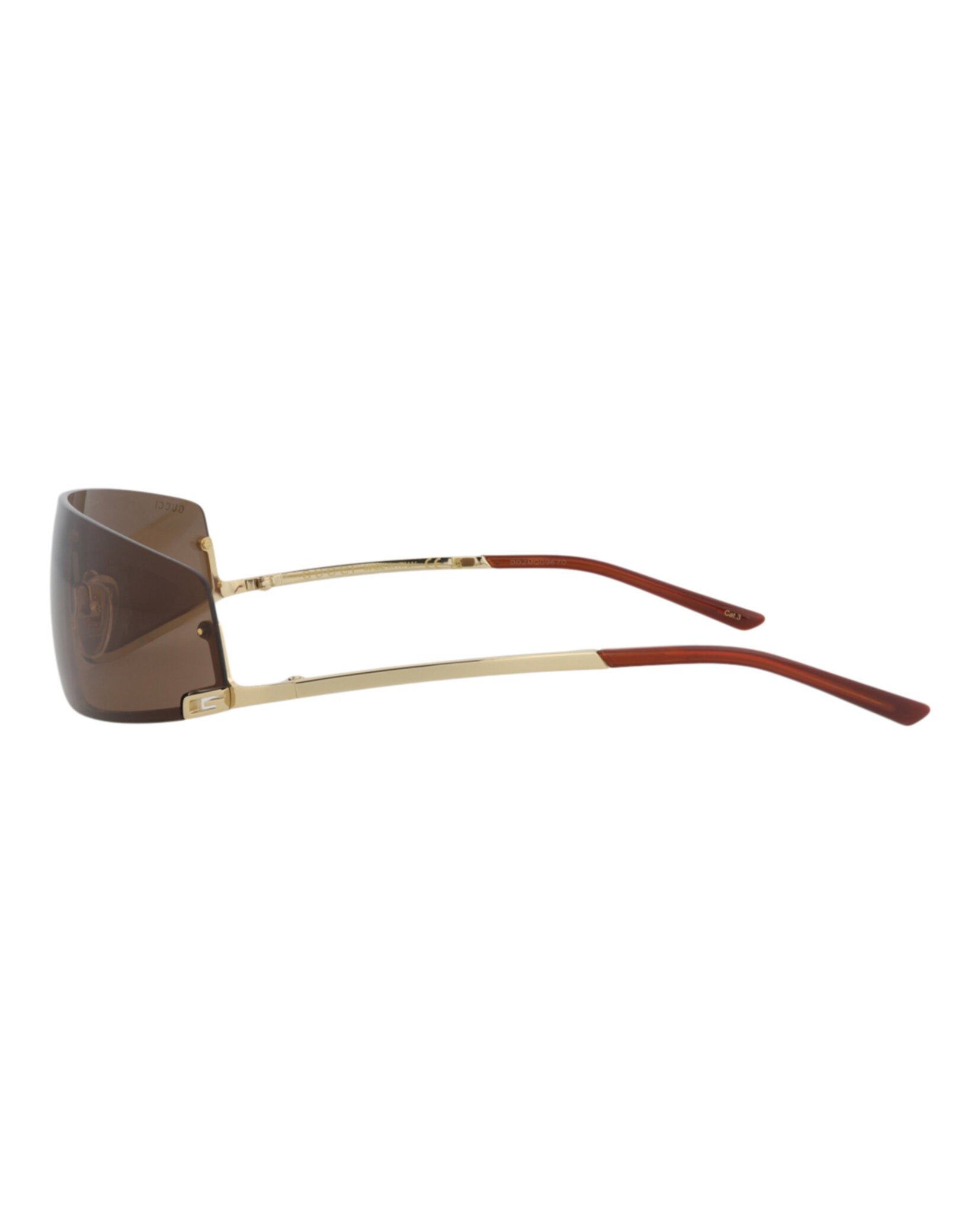 Gucci Unisex Shield/Wrap Gold Gold Brown Fashion Designer Eyewear