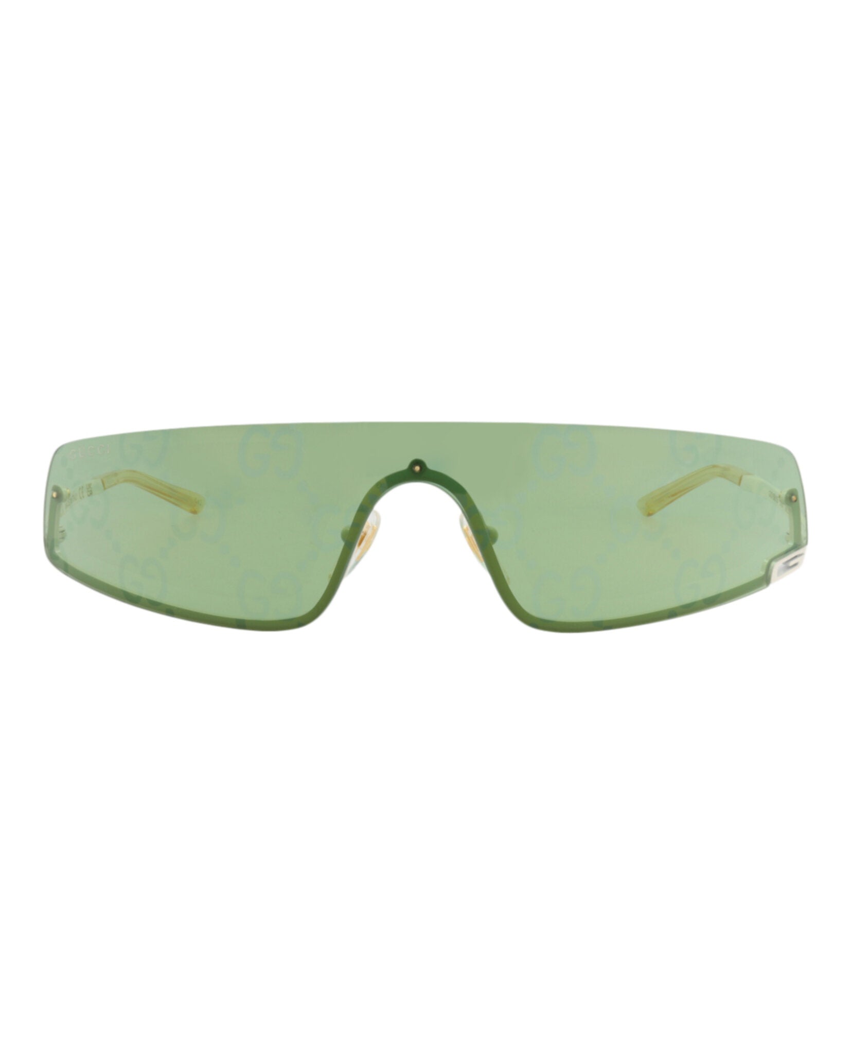 Gucci Unisex Shield/Wrap Ivory Ivory Green Fashion Designer Eyewear