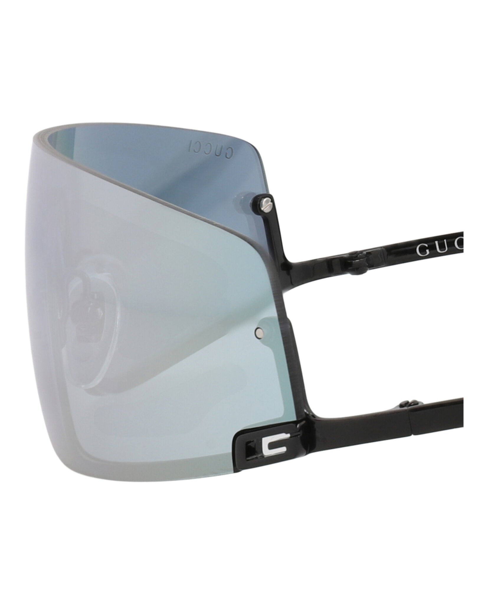 Gucci Gucci Unisex Shield/Wrap Black Black Grey Fashion Designer Eyewear